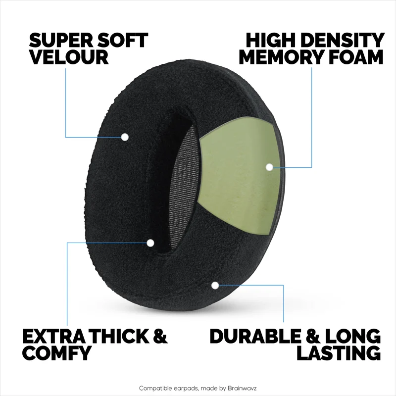 Ersatz-Ohrpolster aus Velours für Sennheiser HD4.50BT, HD4.50BTNC, HD450BT, HD4.50SE, HD4.40BT, HD4.30G, HD4.20S, HD458BT, HD450, HD400S und HD350BT. Weiches Velours und Memory-Schaum.