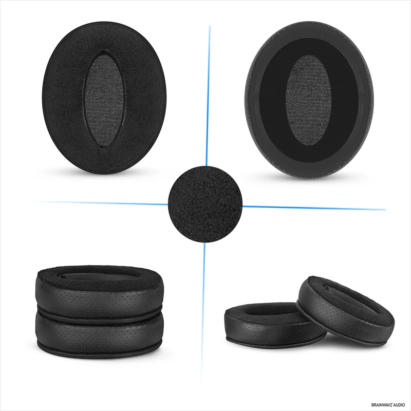 Ersatz-Hybrid-Ohrpolster für Sennheiser HD4.50BT, HD4.50BTNC, HD450BT, HD4.50SE, HD4.40BT, HD4.30G, HD4.20S, HD458BT, HD450, HD400S und HD350BT. Material: PU-Leder, Velours und Memory-Schaum.