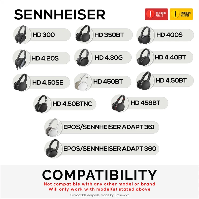 Ersatz-Ohrpolster mit Perforation für Sennheiser HD4.50BT, HD4.50BTNC, HD450BT, HD4.50SE, HD4.40BT, HD4.30G, HD4.20S, HD458BT, HD450, HD400S und HD 350BT – PU-Leder und Memory-Schaum