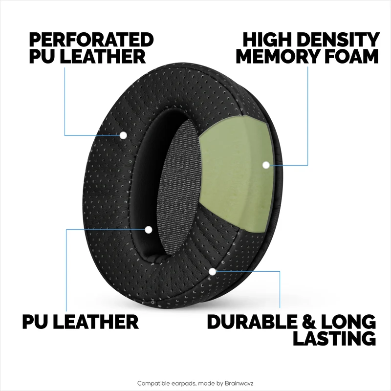 Ersatz-Ohrpolster mit Perforation für Sennheiser HD4.50BT, HD4.50BTNC, HD450BT, HD4.50SE, HD4.40BT, HD4.30G, HD4.20S, HD458BT, HD450, HD400S und HD 350BT – PU-Leder und Memory-Schaum