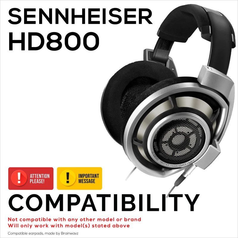 Pad Telinga Gantian untuk Fon Kepala Permainan Sennheiser HD800 & H800S, Kulit PU, Busa Memori Keselesaan Tambahan, Dinaik Taraf, Tahan Lama & Tahan Lama