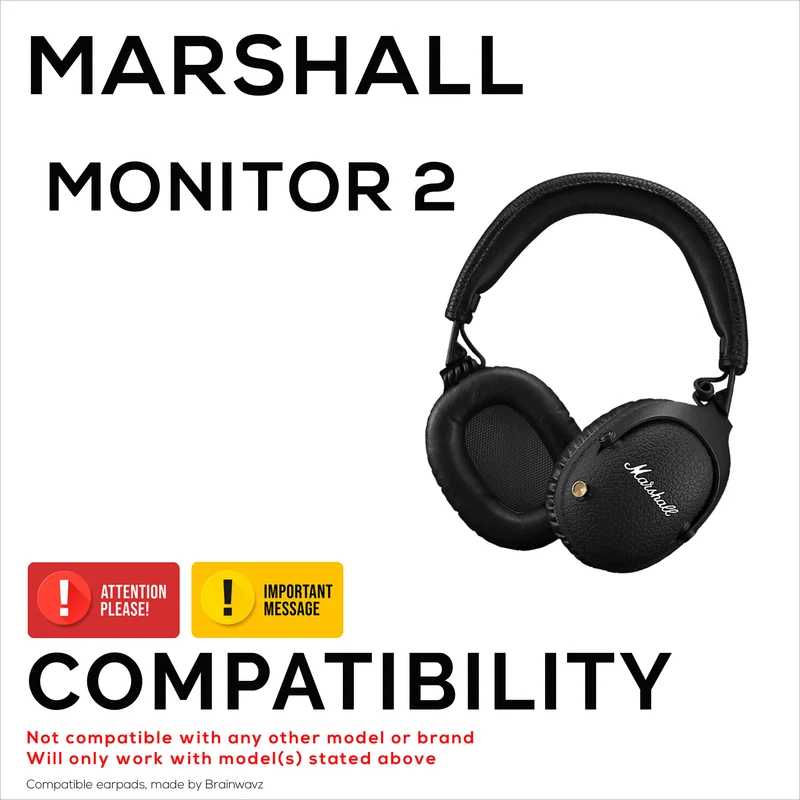 Ersatz-Ohrpolster für Marshall Monitor 2-Kopfhörer, PU-Leder, Memory Foam für zusätzlichen Komfort, verbesserte, strapazierfähige und langlebige Ohrpolster