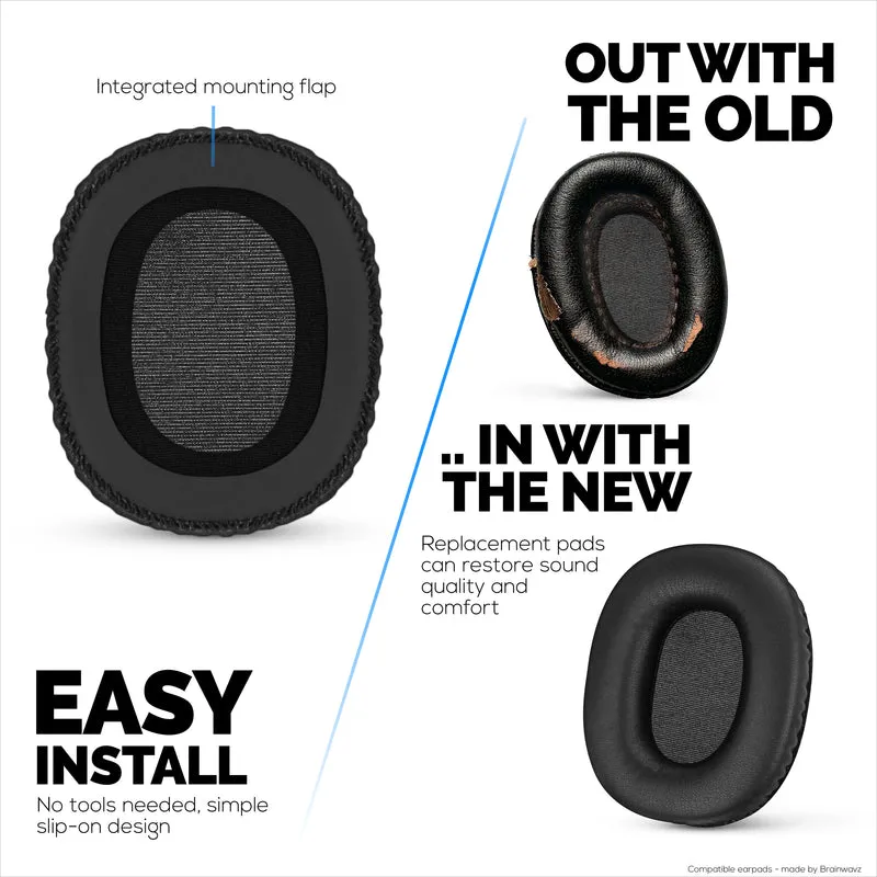 Pad Telinga Gantian untuk Fon Kepala Bluetooth Monitor Marshall / Monitor (Generasi Pertama), Kulit PU, Busa Memori untuk Keselesaan Tambahan, Kusyen Telinga Dinaik Taraf, Tahan Lama & Tahan Lama