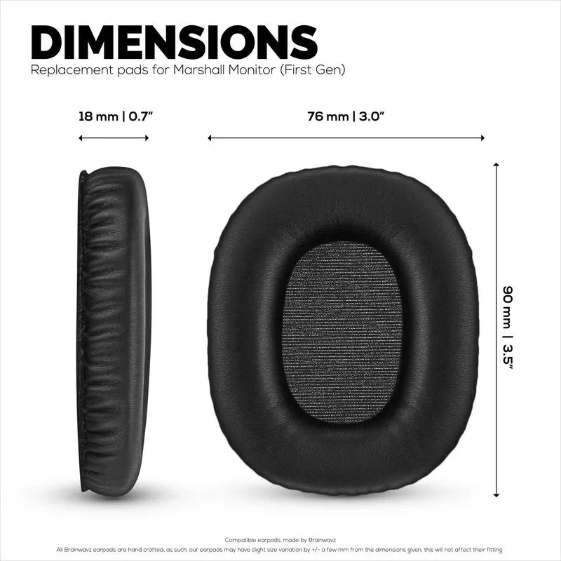 Pad Telinga Gantian untuk Fon Kepala Bluetooth Monitor Marshall / Monitor (Generasi Pertama), Kulit PU, Busa Memori untuk Keselesaan Tambahan, Kusyen Telinga Dinaik Taraf, Tahan Lama & Tahan Lama