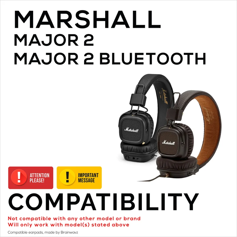 Ersatz-Ohrpolster für Marshall Major 2-Kopfhörer, PU-Leder, Memory Foam für zusätzlichen Komfort, verbesserte, robuste und langlebige Ohrpolster