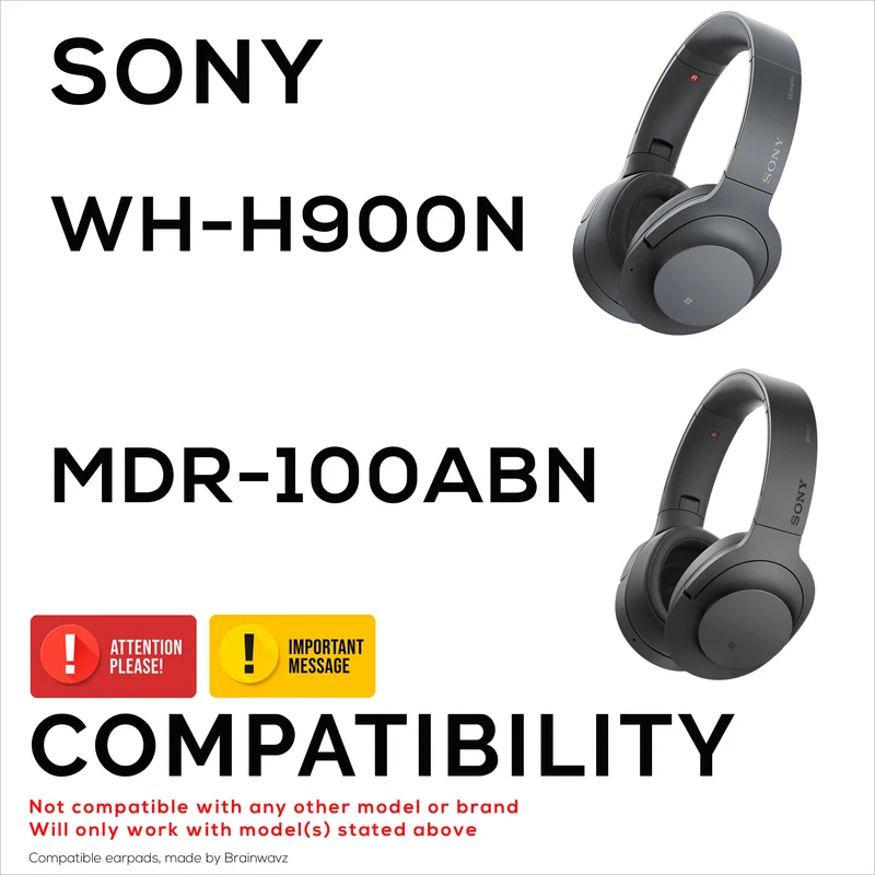 Ersatz-Ohrpolster für Sony WH-H900N und MDR-100ABN Kopfhörer, PU-Leder, Memory Foam