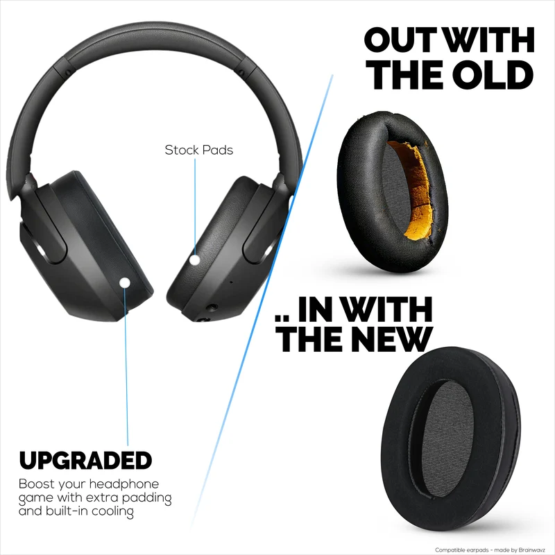 Hybrid-Ohrpolster für Sony WH-XB910N-Kopfhörer, kühles Gel, superweicher Stoff, PU-Leder und dicker Memory-Schaum