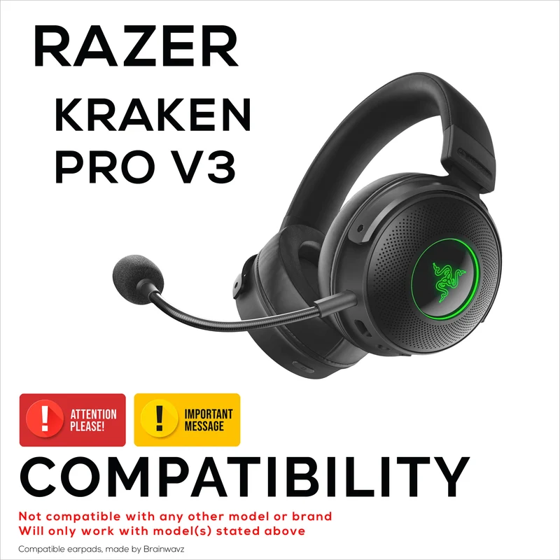 Hybrid-Ohrpolster für Razer Kraken PRO V3-Kopfhörer, Cool Gel, PU-Leder und dicker Memory Foam