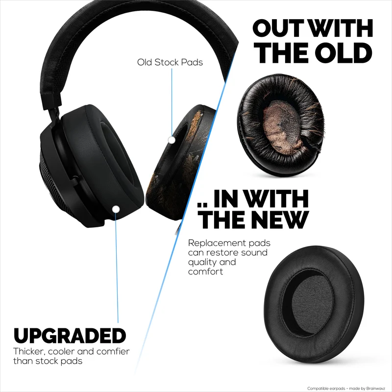 Hybrid-Ohrpolster für Razer Kraken PRO V2 7.1-Kopfhörer, cooles Gel, PU-Leder und dicker Memory-Schaum