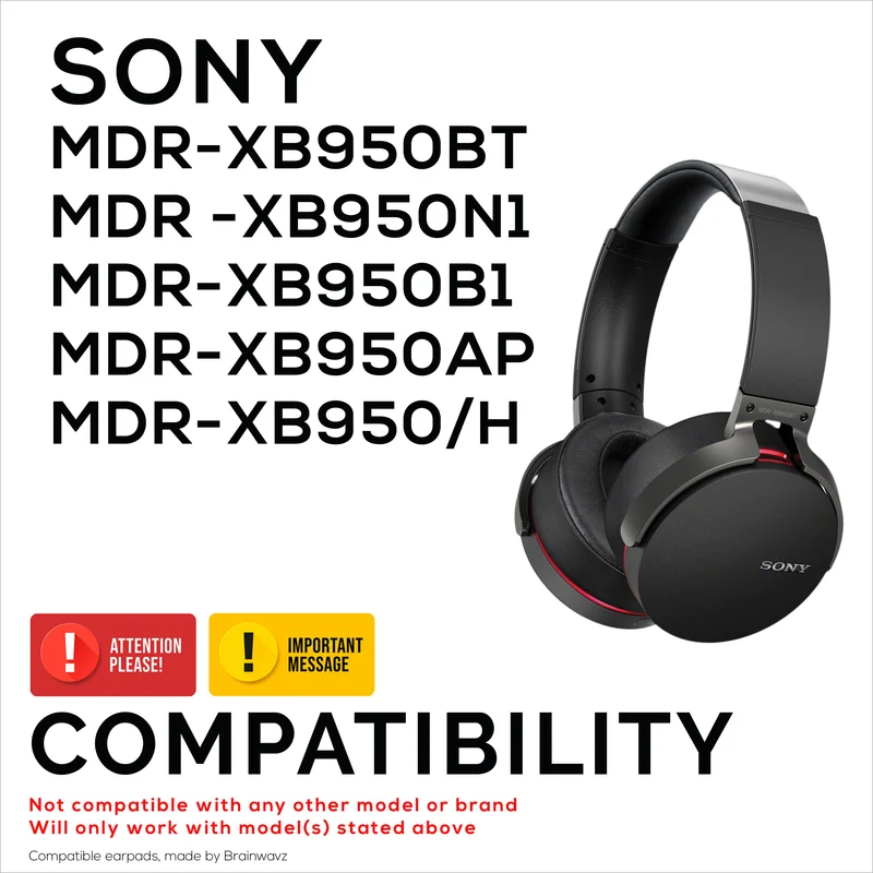 Ersatz-Ohrpolster für Sony MDR-XB950BT, XB950N1, XB950B1, XB950AP und XB950/H Kopfhörer, PU-Leder, Memory Foam