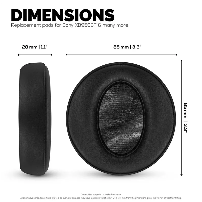 Ersatz-Ohrpolster für Sony MDR-XB950BT, XB950N1, XB950B1, XB950AP und XB950/H Kopfhörer, PU-Leder, Memory Foam