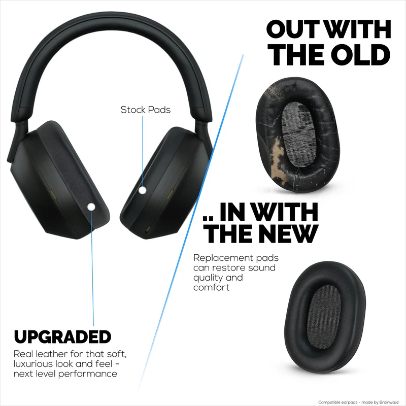 Ohrpolster aus Schaffell für die Kopfhörer Sony WH-1000XM5, weiches Echtleder, Memory Foam für zusätzlichen Komfort, strapazierfähige und langlebige Ohrpolster