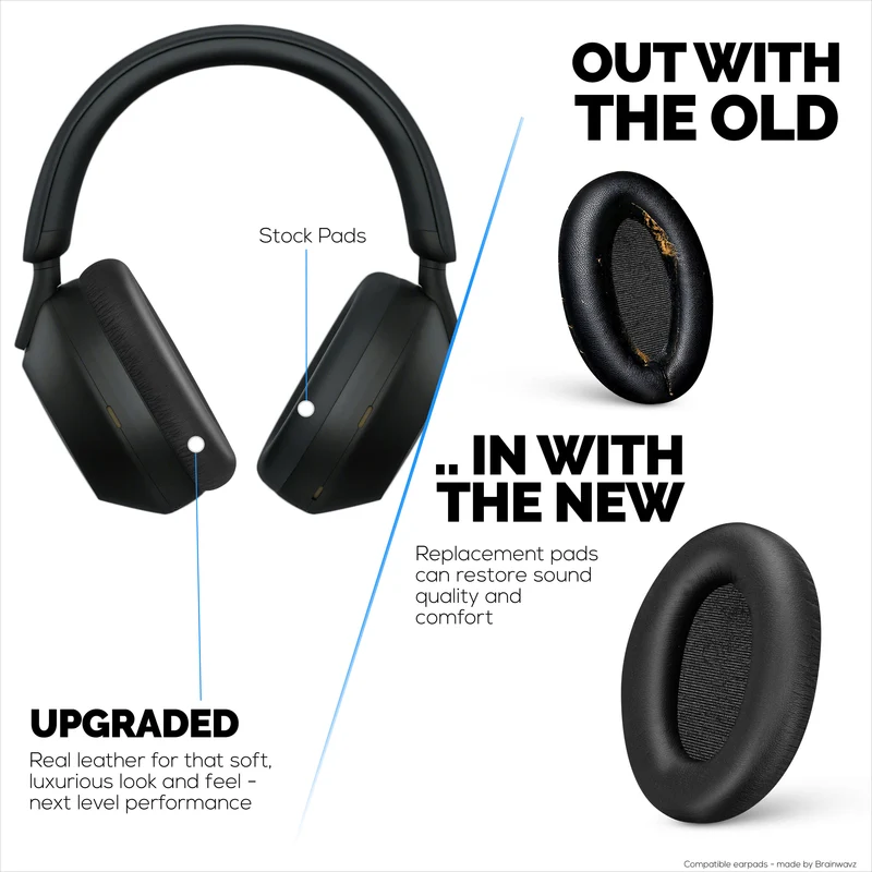 Ohrpolster aus Schaffell für die Kopfhörer Sony WH-1000XM4, weiches Echtleder, Memory Foam für extra Komfort, strapazierfähig und langlebig