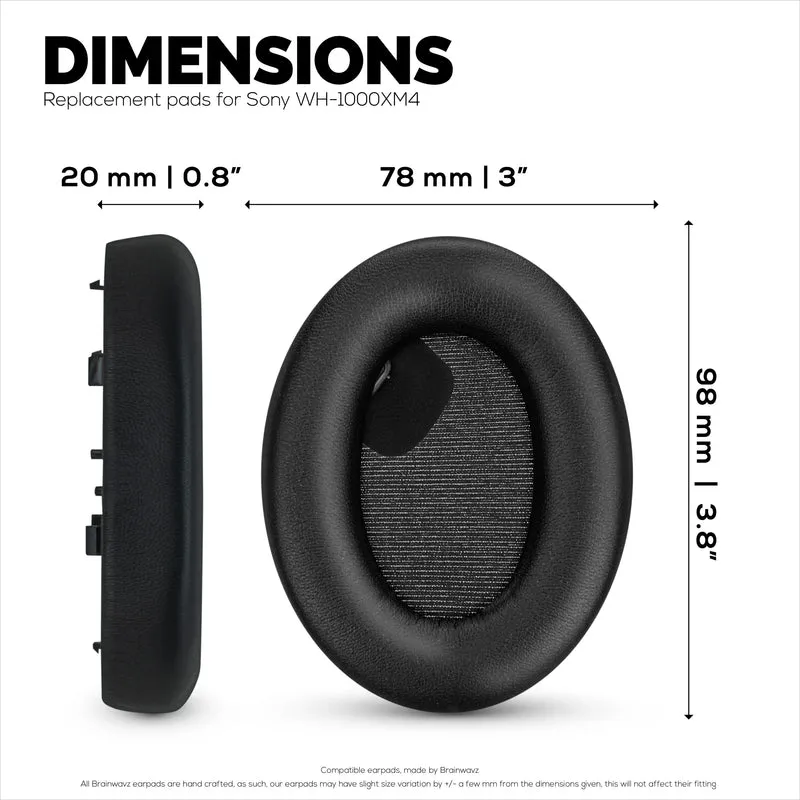 Ohrpolster aus Schaffell für die Kopfhörer Sony WH-1000XM4, weiches Echtleder, Memory Foam für extra Komfort, strapazierfähig und langlebig