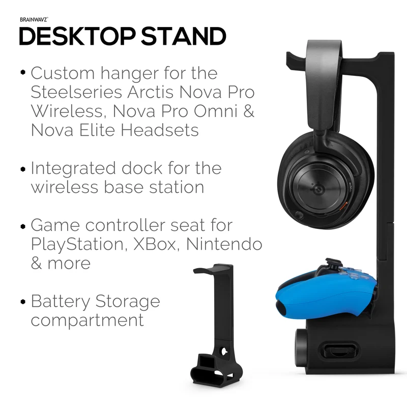 Kopfhörer- und Gamecontroller-Ständer, entwickelt für Steelseries Arctis Nova Pro Wireless, Nova Pro Omni und Nova Elite Headsets, mit Dock für die kabellose Basisstation