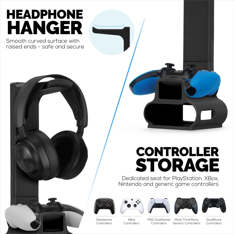 Kopfhörer- und Gamecontroller-Ständer, entwickelt für Steelseries Arctis Nova Pro Wireless, Nova Pro Omni und Nova Elite Headsets, mit Dock für die kabellose Basisstation