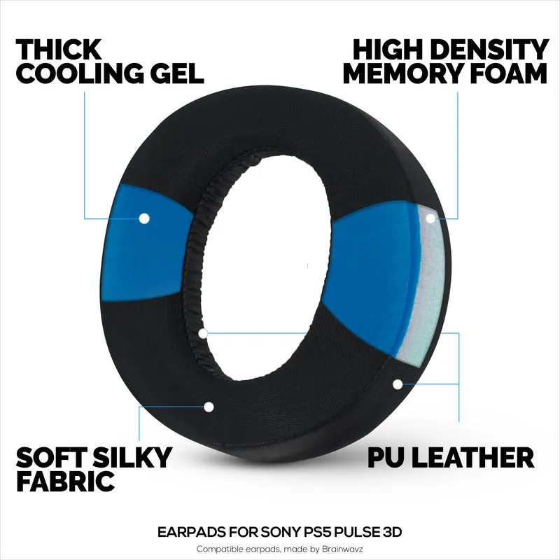 Pad Telinga Hibrid untuk Fon Kepala 5D Sony PS3 PULSE, Gel Sejuk, Fabrik Super Lembut, Kulit PU & Busa Memori Lebih Tebal