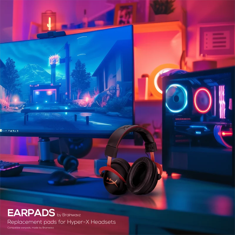Pad Telinga Gel Kulit Sheepskin untuk HyperX Cloud 1, 2 Wayarles, Teras, Flight S, Alat dengar Alpha S & Banyak Lagi, Kulit Lembut, Gel Penyejuk, Keselesaan Tambahan, Tahan Lama & Tahan Lama