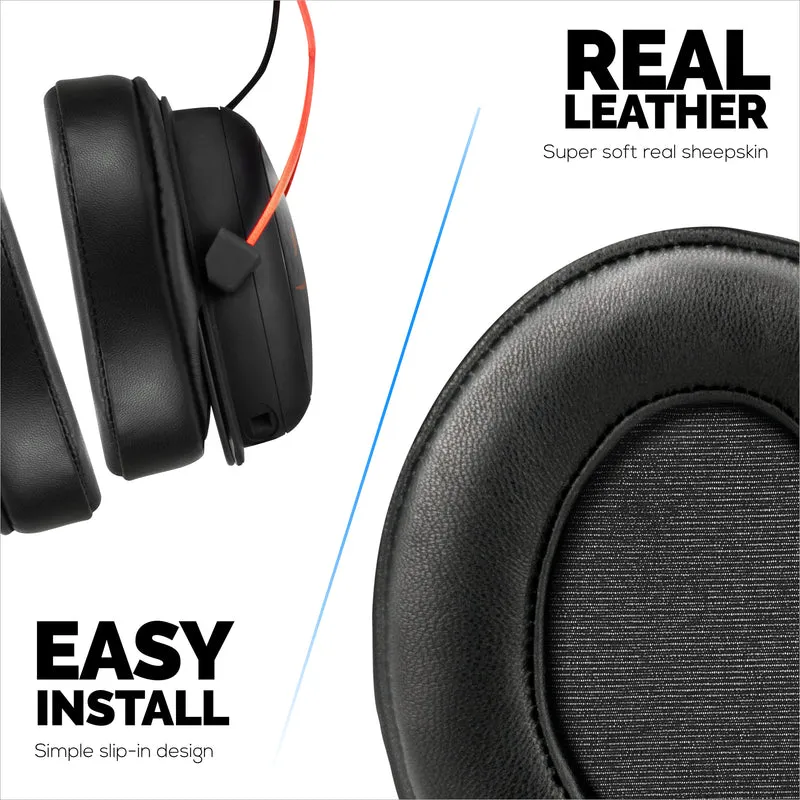 Pad Telinga Gel Kulit Sheepskin untuk HyperX Cloud 1, 2 Wayarles, Teras, Flight S, Alat dengar Alpha S & Banyak Lagi, Kulit Lembut, Gel Penyejuk, Keselesaan Tambahan, Tahan Lama & Tahan Lama