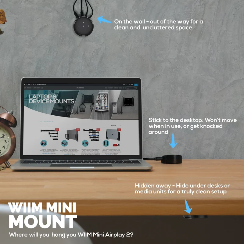 Selbstklebende Wand- und Untertischhalterung für WiiM Mini AirPlay 2, starkes selbstklebendes VHB-Klebeband, einfach zu installierende Halterung