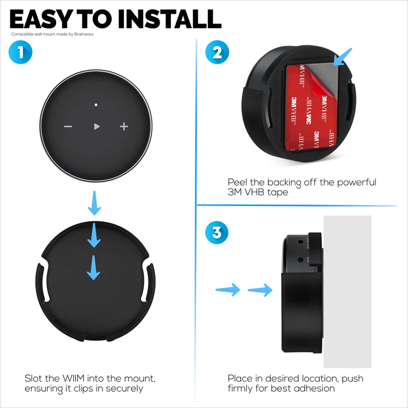 Selbstklebende Wand- und Untertischhalterung für WiiM Mini AirPlay 2, starkes selbstklebendes VHB-Klebeband, einfach zu installierende Halterung