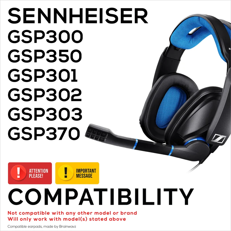 Ersatz-Ohrpolster für SENNHEISER-Kopfhörer GSP300, GSP350, GSP301, GSP302, GSP303 und GSP370 – weiches PU-Leder und Memory-Schaum