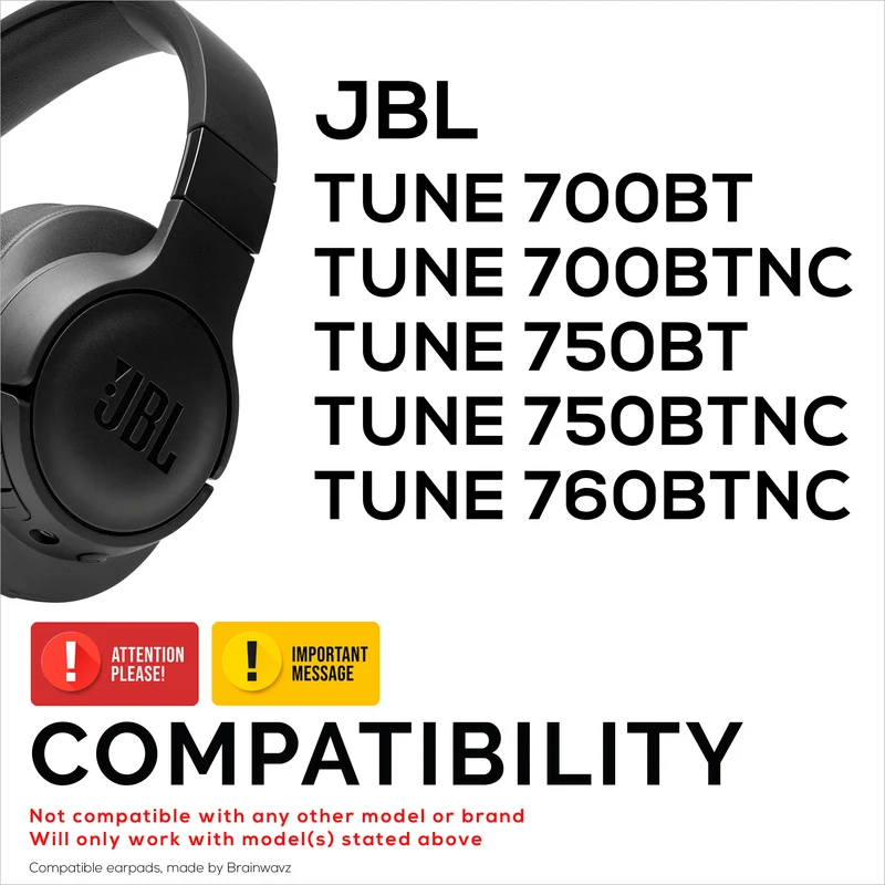 Hybrid-Ohrpolster für die Kopfhörer JBL TUNE 750BT, TUNE 760BTNC, TUNE 700BTNC, TUNE 700BT & TUNE 750BTNC, weiches Cool-Gel, superweicher Stoff, PU-Leder und Memory-Schaum.