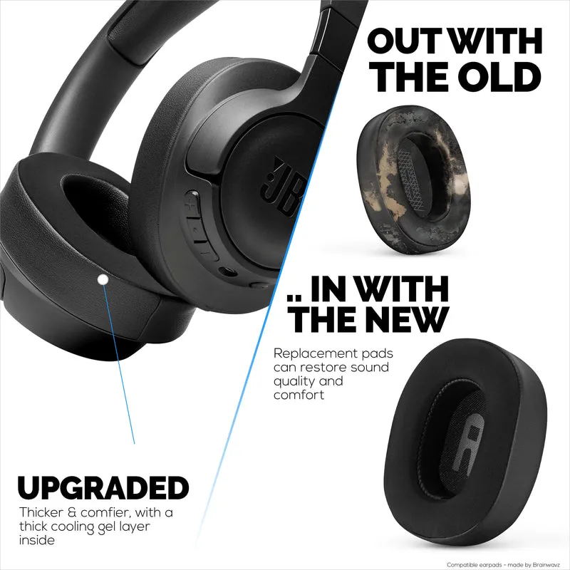 Hybrid-Ohrpolster für die Kopfhörer JBL TUNE 750BT, TUNE 760BTNC, TUNE 700BTNC, TUNE 700BT & TUNE 750BTNC, weiches Cool-Gel, superweicher Stoff, PU-Leder und Memory-Schaum.
