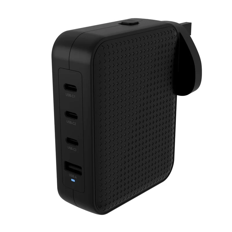 HyperJuice® 145 W USB-C GaN-Reiseladegerät mit 4 Anschlüssen, sicherheitsgeprüft – Schwarz
