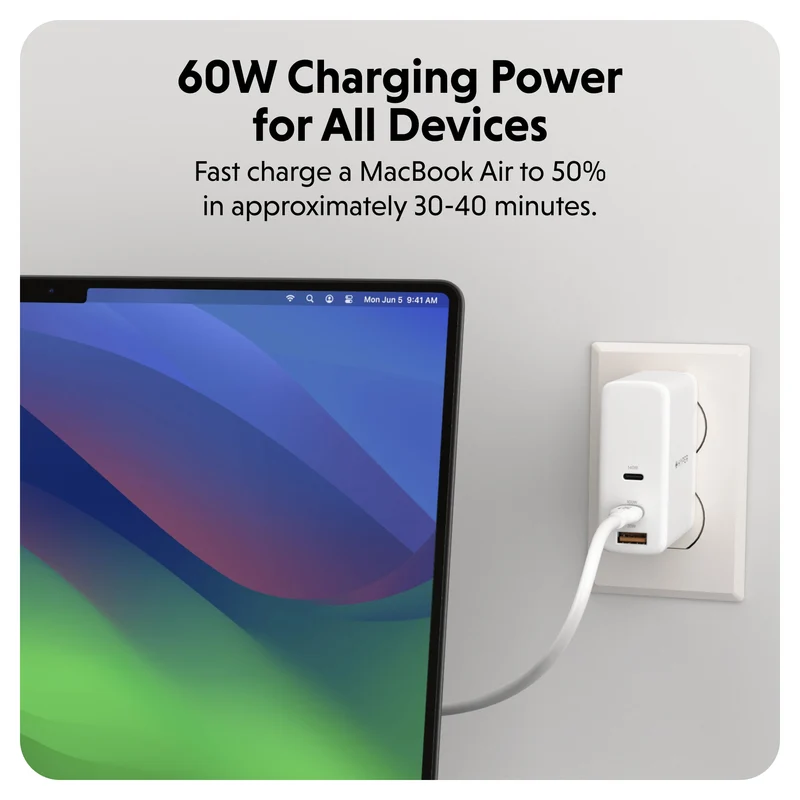 HyperJuice USB-C Silikon-Ladekabel (1.5m/5ft) - Weiß