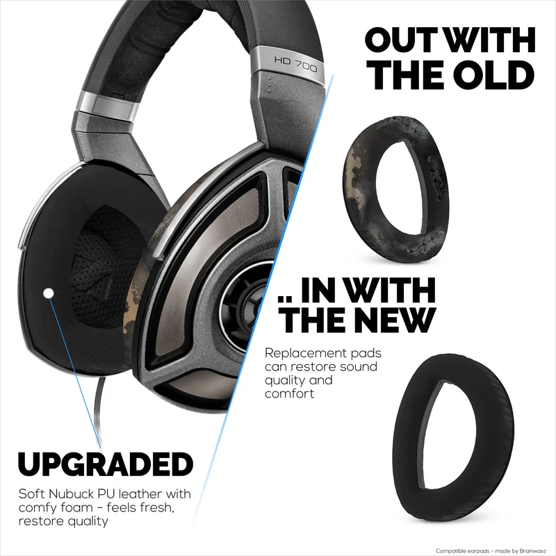 Pad Telinga Gantian untuk Fon Kepala Sennheiser HD700 - Kulit PU & Buih
