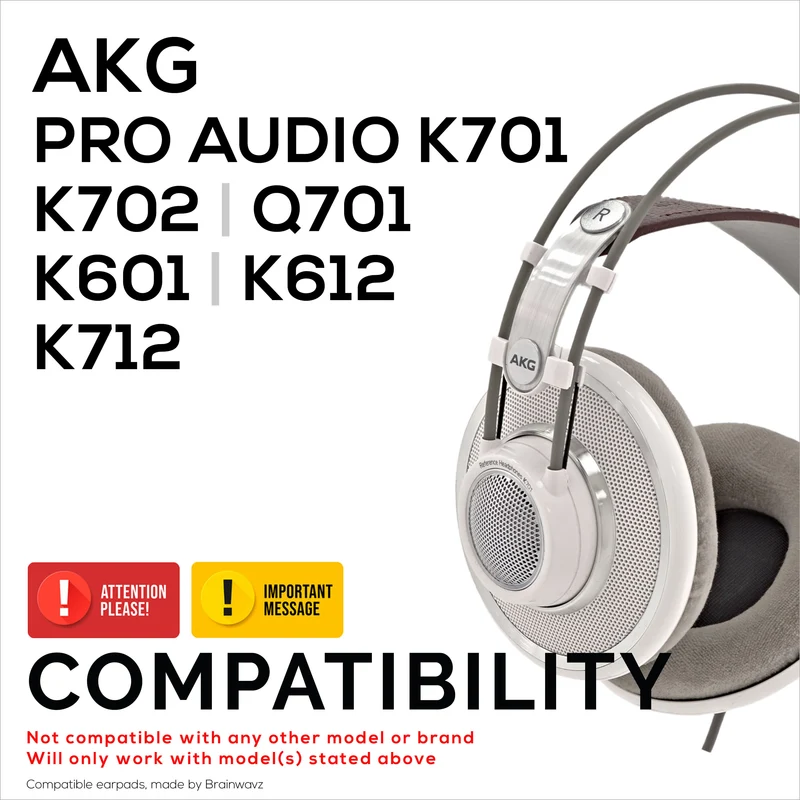 Pad Telinga Gantian untuk Fon Kepala AKG K701, K702, Q701, K601, K612, K712 - Velour & Buih Lembut