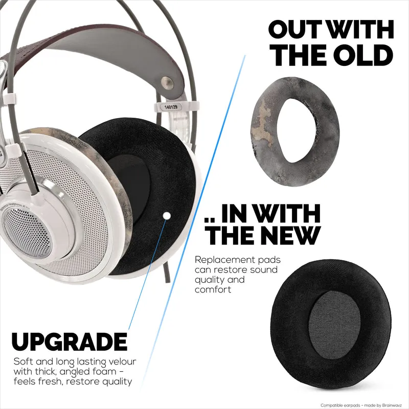 Pad Telinga Gantian untuk Fon Kepala AKG K701, K702, Q701, K601, K612, K712 - Velour & Buih Lembut