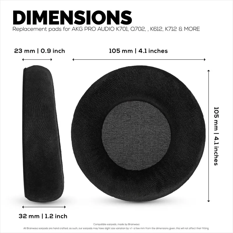 Pad Telinga Gantian untuk Fon Kepala AKG K701, K702, Q701, K601, K612, K712 - Velour & Buih Lembut