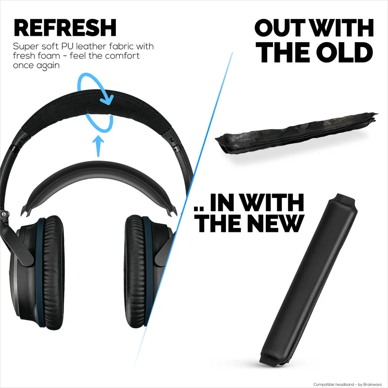 Ersatz-Kopfbügel für Bose QuietComfort QC25, QC35, QC35II und QC35II Kopfhörer – weiches PU-Leder und Schaumstoff