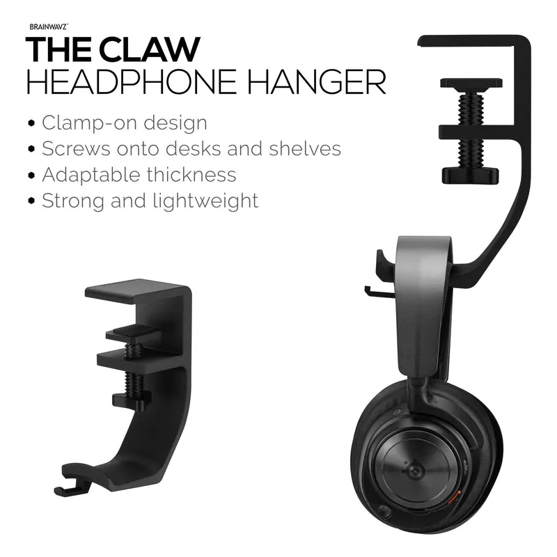 Brainwavz Claw - Penyangkut Fon Kepala Di Bawah Meja, Skru Di Tempat, Mudah Dipasang dengan Pengapit Pelekap Boleh Laras, Sesuai untuk Semua Alat dengar