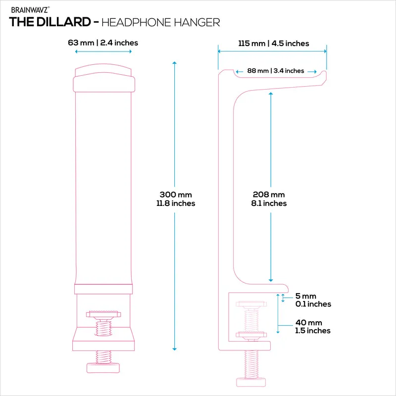 The Dillard - Tempatan Fon Kepala Meja Sisi, Sesuai untuk semua Alat dengar, Pengapit ke Meja