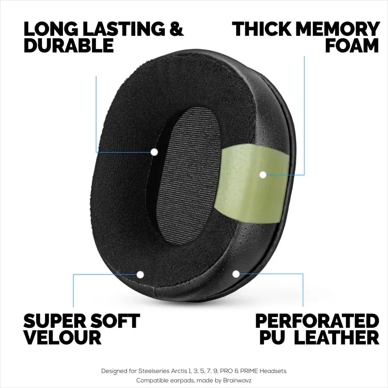 Pad Telinga Hibrid untuk Steelseries Arctis 1, 3, 5, 7, 9, PRO & PRIME Headset - Busa Memori Lebih Tebal, Selesa & Tahan Lama