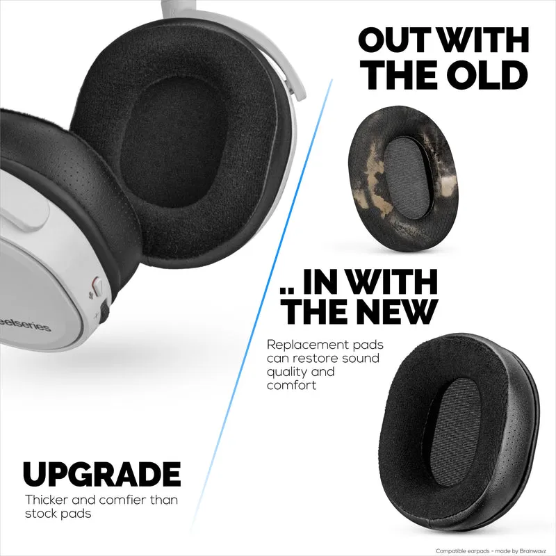 Pad Telinga Hibrid untuk Steelseries Arctis 1, 3, 5, 7, 9, PRO & PRIME Headset - Busa Memori Lebih Tebal, Selesa & Tahan Lama