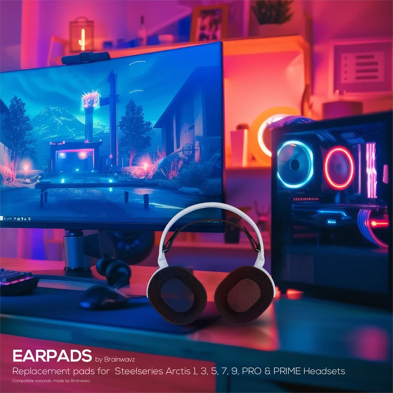 Pad Telinga Hibrid untuk Steelseries Arctis 1, 3, 5, 7, 9, PRO & PRIME Headset - Busa Memori Lebih Tebal, Selesa & Tahan Lama