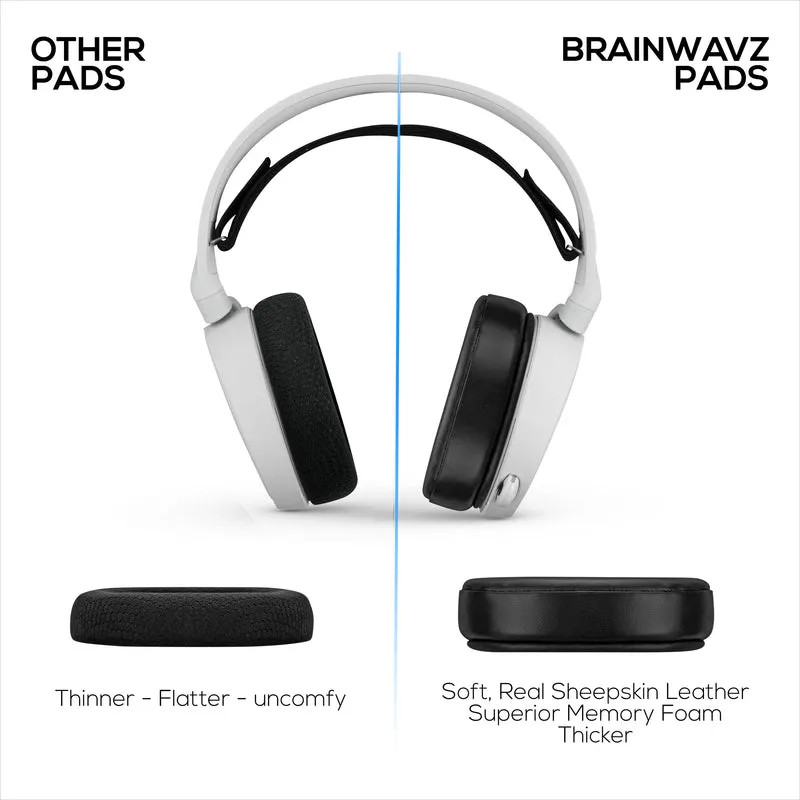 Pad Telinga Kulit Biri-biri untuk Steelseries Arctis 1, 3, 5, 7, 9, PRO & PRIME Headset, Kulit Asli dengan Busa Memori