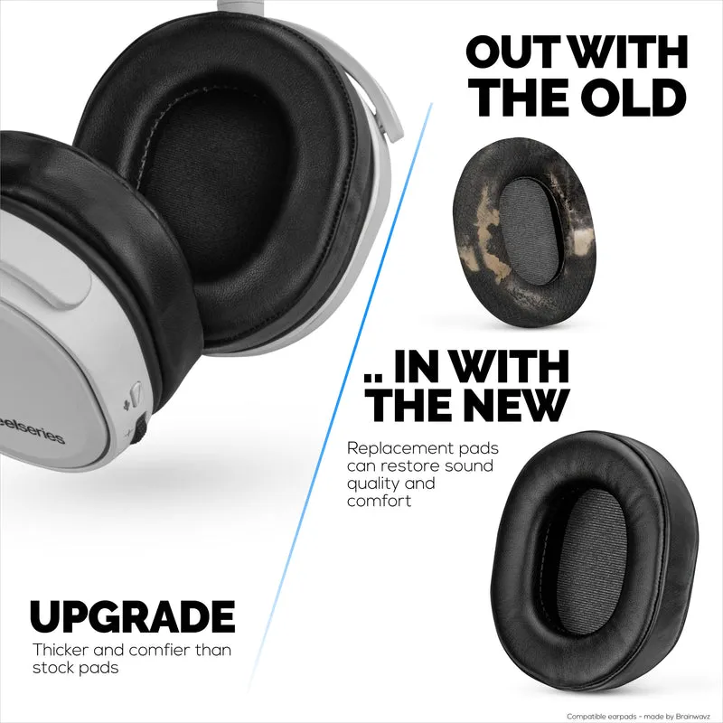 Pad Telinga Kulit Biri-biri untuk Steelseries Arctis 1, 3, 5, 7, 9, PRO & PRIME Headset, Kulit Asli dengan Busa Memori