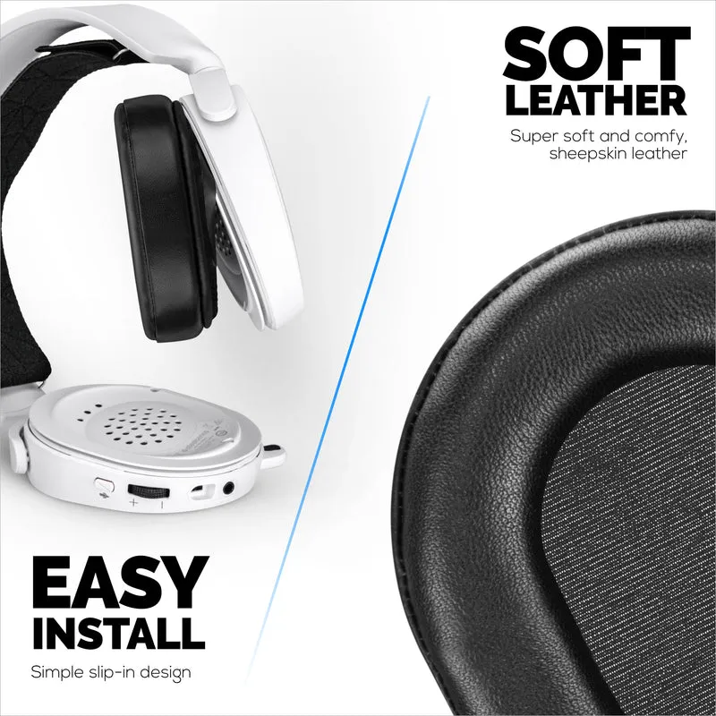 Pad Telinga Kulit Biri-biri untuk Steelseries Arctis 1, 3, 5, 7, 9, PRO & PRIME Headset, Kulit Asli dengan Busa Memori