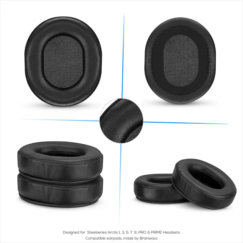 Pad Telinga Kulit Biri-biri untuk Steelseries Arctis 1, 3, 5, 7, 9, PRO & PRIME Headset, Kulit Asli dengan Busa Memori