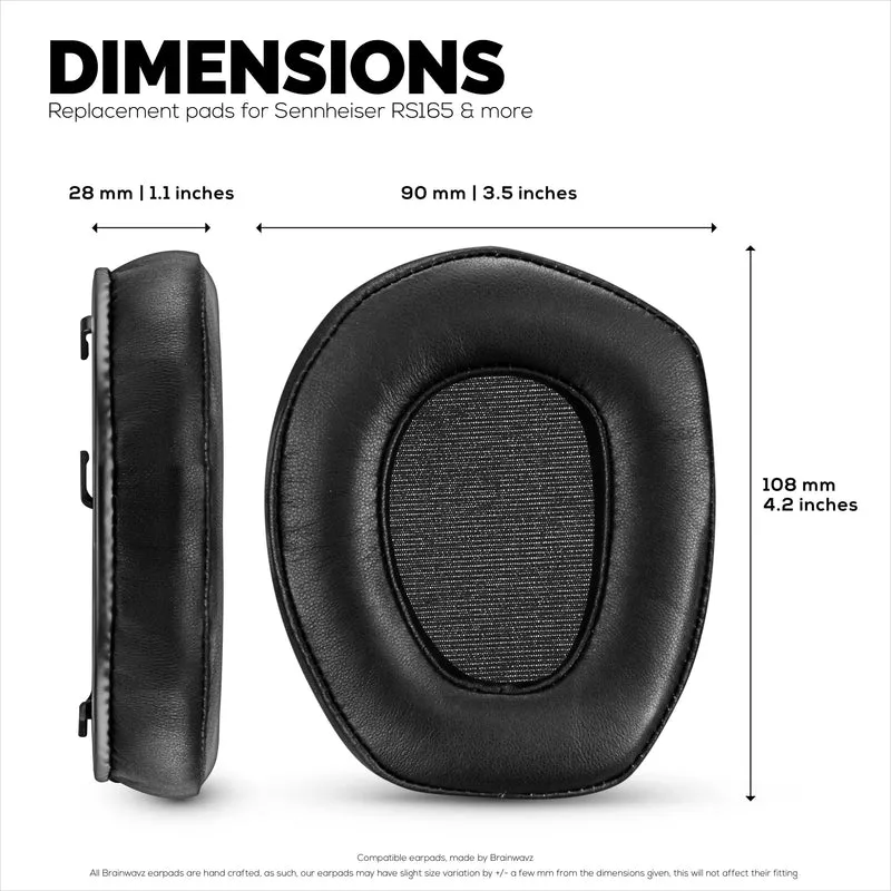 Pad Telinga Kulit Biri-biri untuk Fon Kepala SENNHEISER RS165, RS175, RS185 & RS195 - Berkualiti Tinggi, Kulit Sebenar Lembut & Alas Telinga Buih Memori, HDR165, HDR175, HDR185, HDR195
