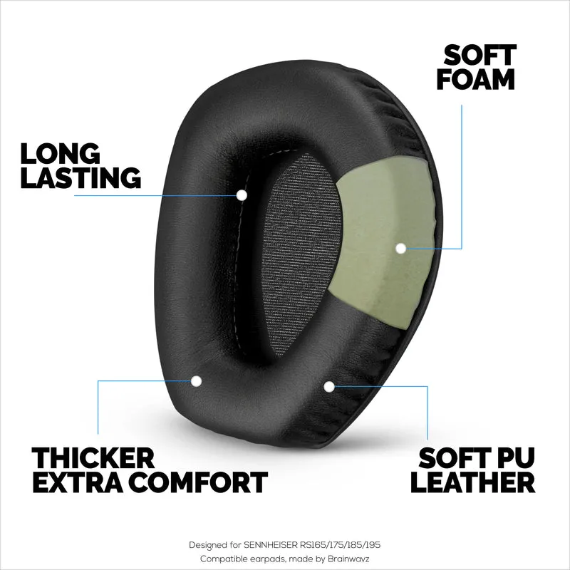 Pad Telinga Gantian untuk Fon Kepala SENNHEISER RS165, RS175, RS185 & RS195 - Kulit PU Lembut & Buih Lembut