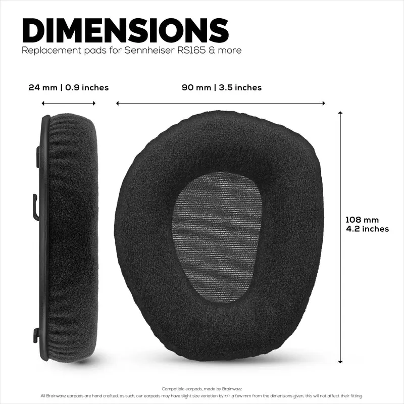 Velours-Ohrpolster für SENNHEISER RS165, RS175, RS185 und RS195 Kopfhörer – weiche Schaumstoff-Ohrpolster, HDR165, HDR175, HDR185, HDR195