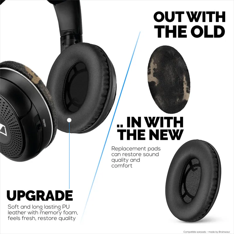 Pad Telinga Gantian untuk Fon Kepala SENNHEISER RS120, RS110, RS115, RS117, RS119 - Pad Telinga Kulit PU Lembut & Buih - HDR 120, HDR100, HDR110, HDR117, HDR119