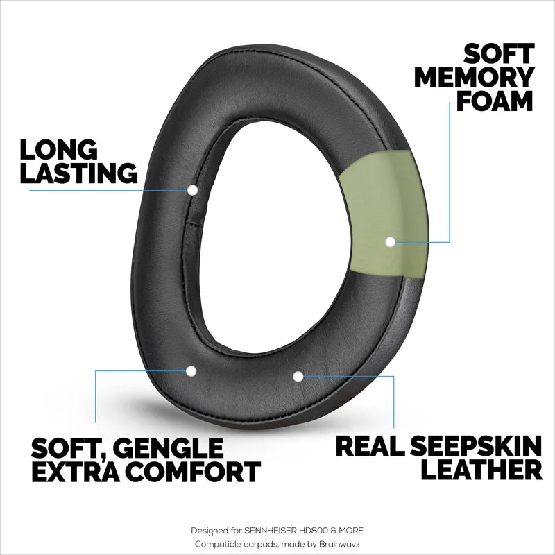 Ohrpolster aus Schaffell für SENNHEISER HD800- und HD800S-Kopfhörer, hohe Qualität, weiches Echtleder und Memory Foam