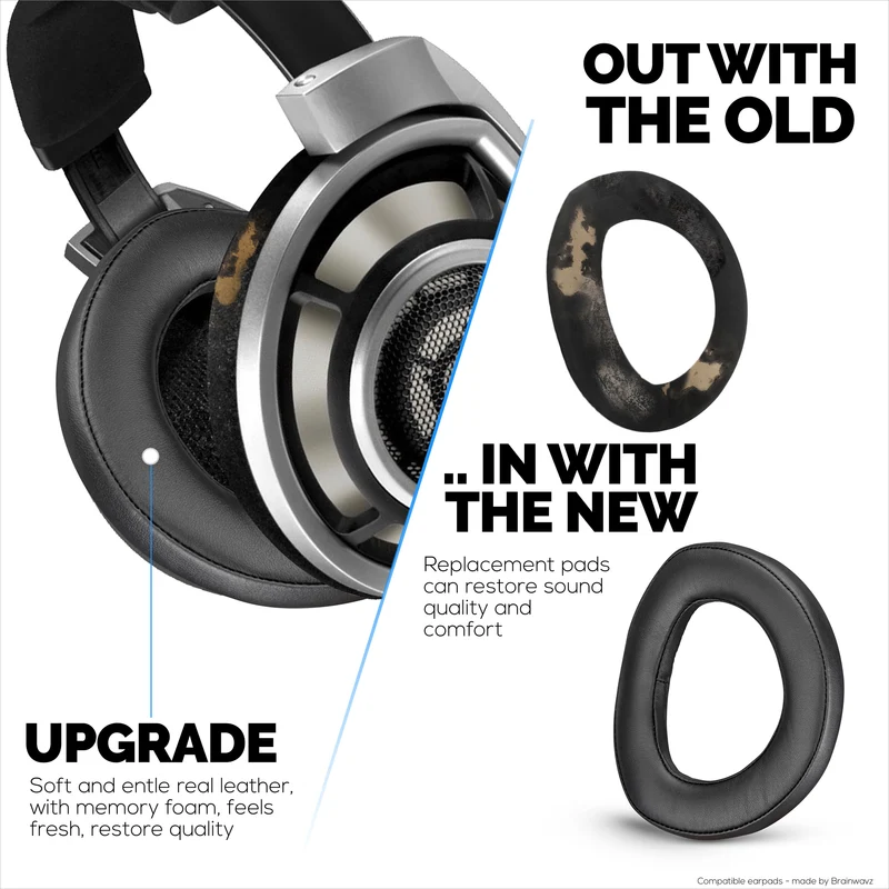 Ohrpolster aus Schaffell für SENNHEISER HD800- und HD800S-Kopfhörer, hohe Qualität, weiches Echtleder und Memory Foam